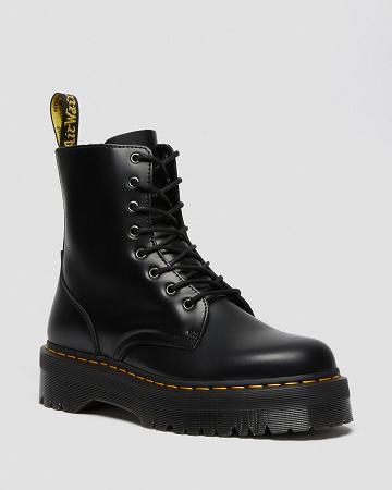 Black Men's Dr Martens Jadon Smooth Leather Platform Boots | CA 562VRW